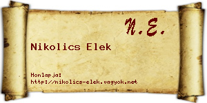 Nikolics Elek névjegykártya